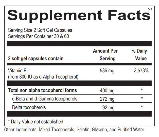 Natural Vitamin E Mixed Tocopherols Ortho Molecular