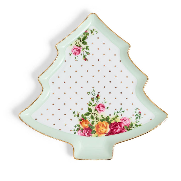 Old Country Roses Christmas Tree Serving Dish