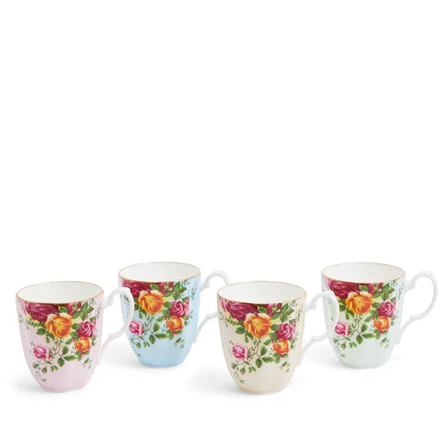 Old Country Roses Mug 4 Piece Set, Mixed Colours