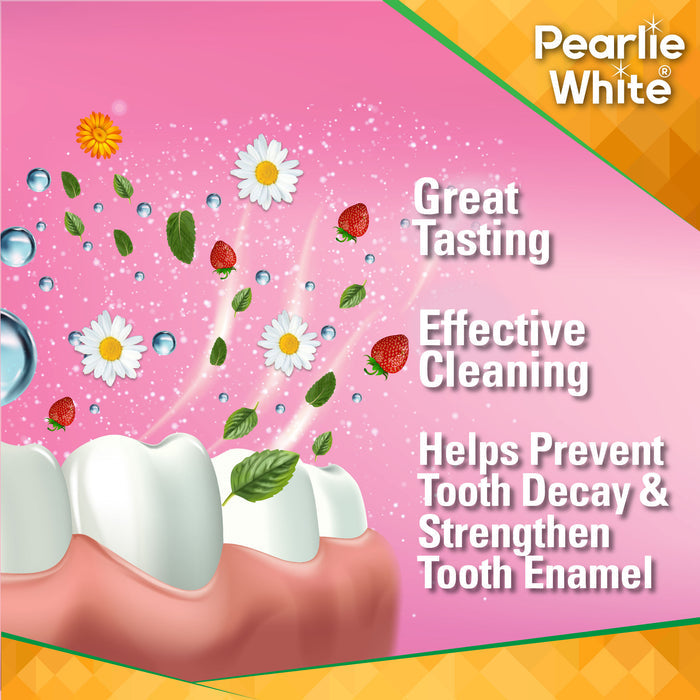 Pearlie White Enamel Safe Kids’ Fluoride Toothpaste (Strawberry) 45g