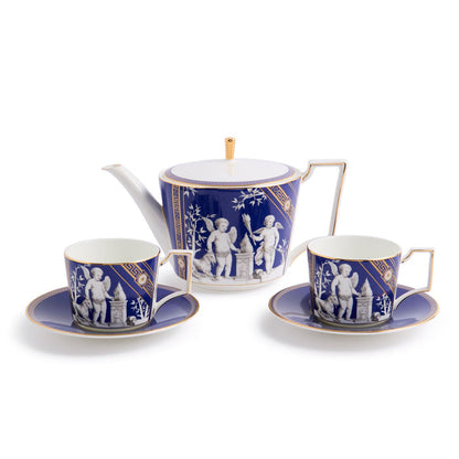 Renaissance Gold Teapot and Teacup Saucer Set of 2