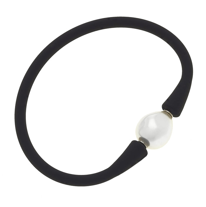 Silicone & Pearl Bracelet, Black