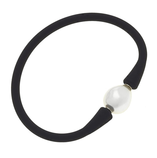 Silicone & Pearl Bracelet, Black