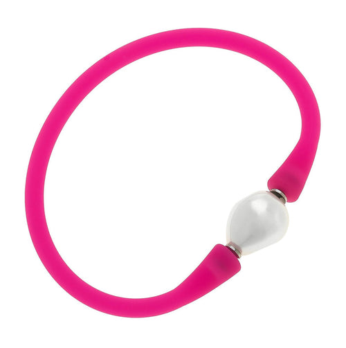 Silicone & Pearl Bracelet, Fuchsia