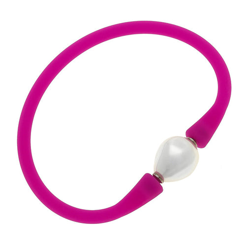 Silicone & Pearl Bracelet, Magenta