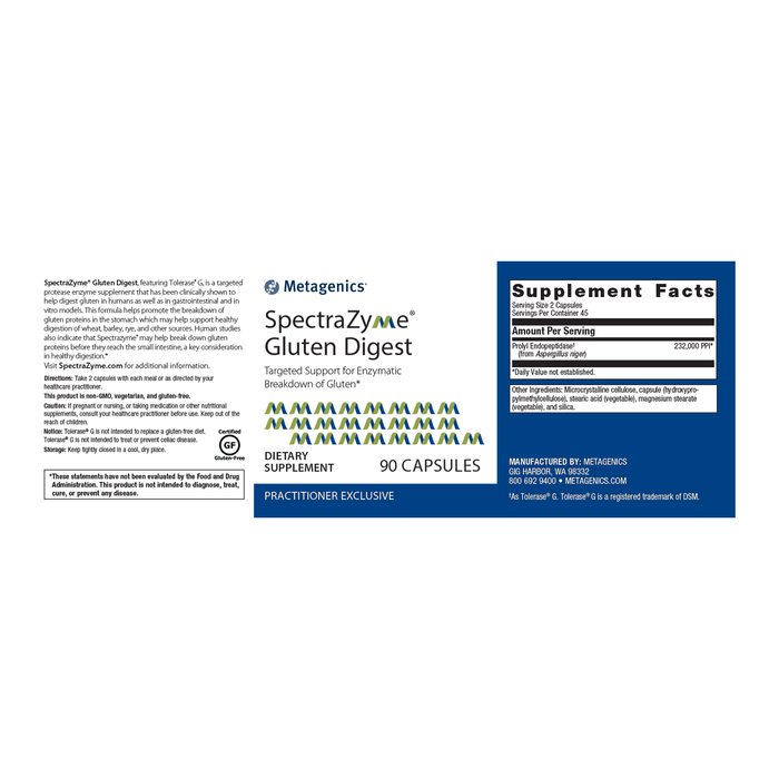 SpectraZyme Gluten Digest 90ct Ortho Molecular