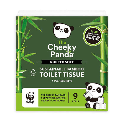 The Cheeky Panda Luxury Quilted Bamboo Toilet Tissue 9 Rolls