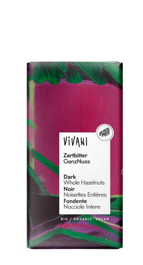 Dark Whole Hazelnut Chocolate Vegan Organic 100g