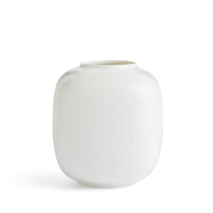 White Folia Round Vase