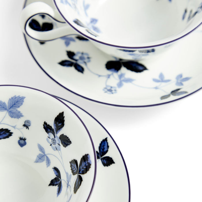 Wild Strawberry Inky Blue Teacup Saucer Set of 2