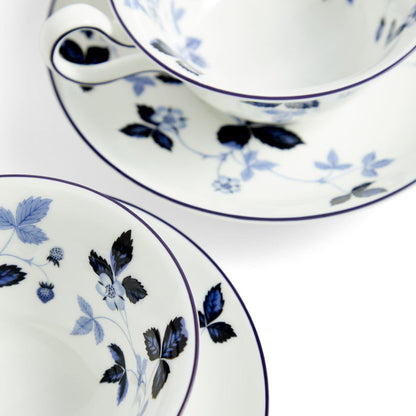 Wild Strawberry Inky Blue Teacup Saucer Set of 2