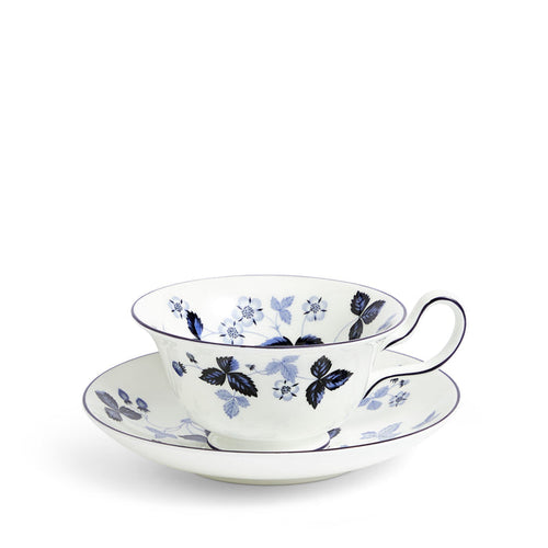 Wild Strawberry Inky Blue Teacup Saucer