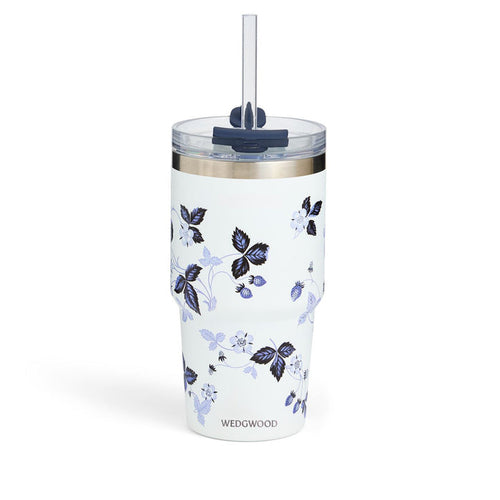Wild Strawberry Inky Blue Tumbler with Straw