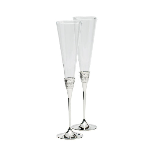 With Love Silver Toasting Flutes, Pair