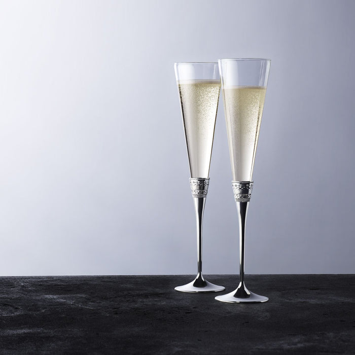 With Love Silver Toasting Flutes, Pair