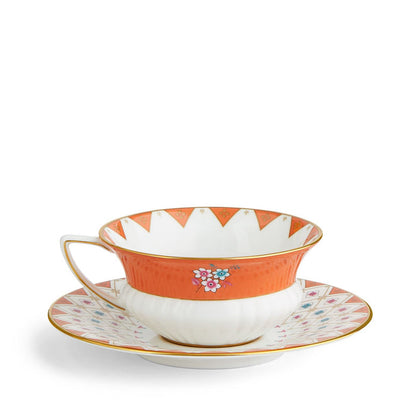 Wonderlust Peony Diamond Teacup and Saucer