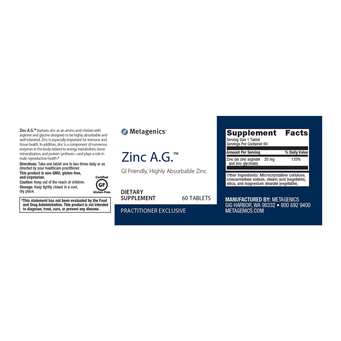 Zinc A.G Tabs Ortho Molecular
